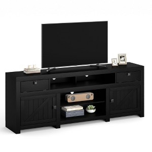 70" Farmhouse TV Stand for 80” TVs, Media Console with Drop-Down Doors, Storage Cabinets & Open Shelves - 1 of 4