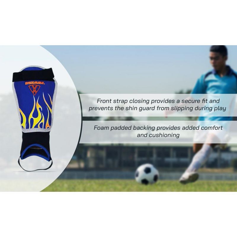 Vizari Blaze Soccer Shinguard - Lightweight PP Shell for Protection, Secure Fit, Breathable Material, Unique Orange Flames Graphics, Ankle Protection for Boys and Girls, 3 of 7
