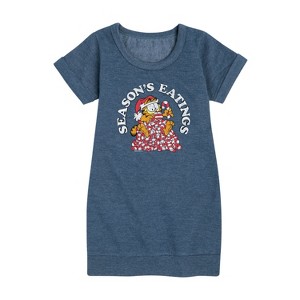 - Garfield - Seasons Eatings Graphic Short Sleeve Fleece Dress - 1 of 4