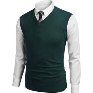COOFANDY Men's Sleeveless Sweater Vest Lightweight V-Neck Cotton Vest Pullover - 1 of 4