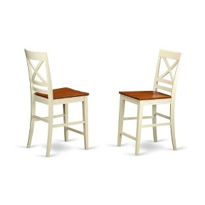 East West Furniture,Quincy Counter Height Stools With X-Back in Buttermilk and Cherry Finish, Set of 2 - 1 of 3