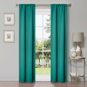 Classic Modern Solid Room Darkening Semi-Blackout Curtains, Rod Pocket, Set of 2 by Blue Nile Mills - 1 of 4