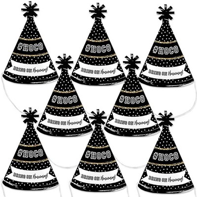 Big Dot of Happiness Hoco Dance - Mini Cone Homecoming Hats - Small Little Party Hats - Set of 8