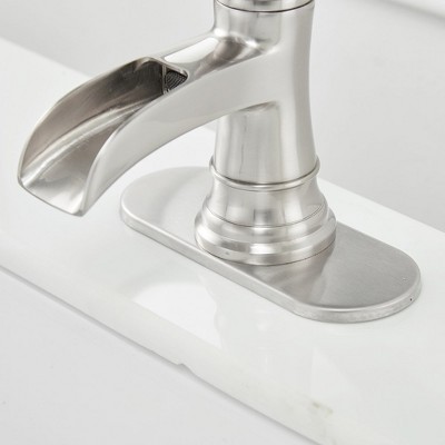 Brushed Nickel Single-Handle Waterfall Bathroom Faucet