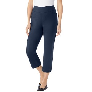 Woman Within Plus Size Flex-Fit Pull-On Denim Capri - 1 of 4