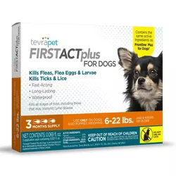 Tevra Pet FirstAct Plus Flea and Tick Treatment for Small Dogs - 6 to 22lbs - 3 Doses