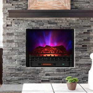 Gymax 26 Inche Infrared Quartz Electric Fireplace Log Heater with Realistic Pinewood Ember Bed Electric Fireplace Heater Insert - 1 of 4