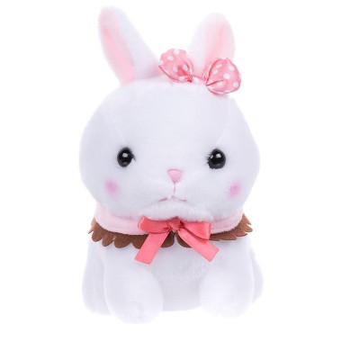 Amuse Vanilla Bunny Plush with Pink and Brown Bow