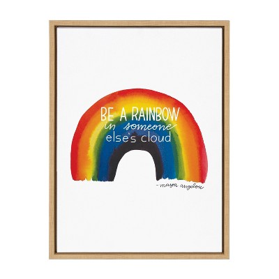 18" x 24" Sylvie Be a Rainbow by Jenn Van Wyk Framed Wall Canvas Natural - Kate & Laurel All Things Decor