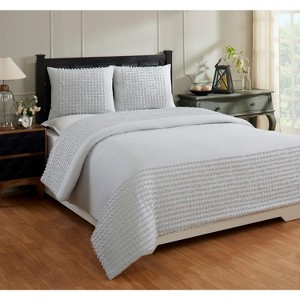 King Olivia Comforter 100% Cotton Tufted Chenille Comforter Set Gray - Better Trends - 1 of 4