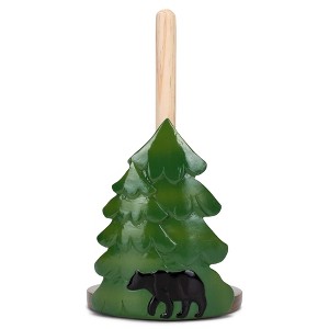 Elanze Designs Forest and Bear 12 inch Resin and Wood Paper Towel Holder - 1 of 4