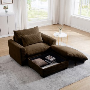 Modular Corduroy Modern Sofa with Storage Ottoman and Deep Cloud-Like Seat for Living Room or Bedroom - 1 of 4