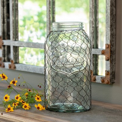 Park Hill Collection Canning Jar with Poultry Wire, Extra-Large