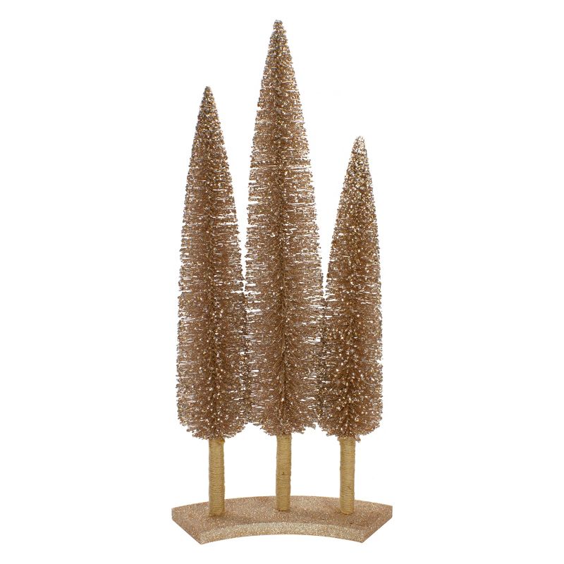 Northlight Set of 3 Rose Gold Sisal Christmas Trees Table Top Decor 25", 1 of 5