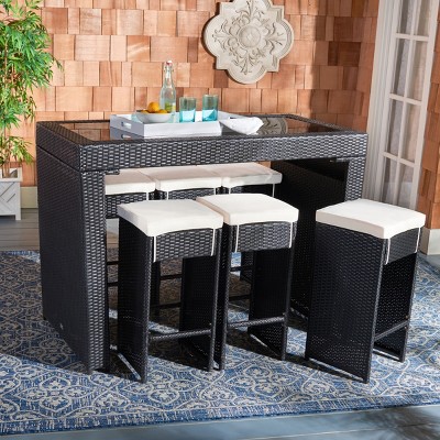 Parsons Black and Beige 6-Person Outdoor Dining Set with Plush Cushions