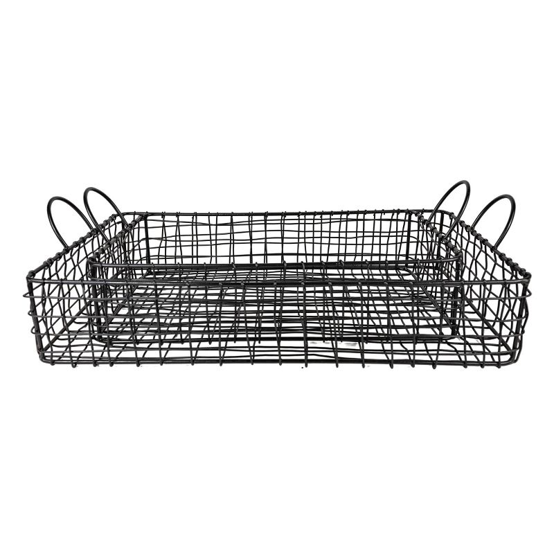 Set of 2 Rectangle Trays Black Metal - Foreside Home & Garden, 5 of 7