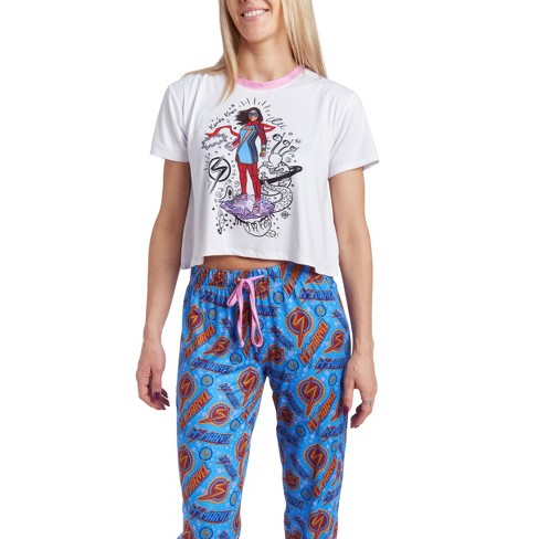 Marvel Avengers Groot Christmas Womens Fleece Pajama Shirt & Jogger Pants  Blue Medium