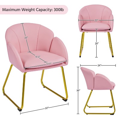 Simple Pink Velvet Accent Chair with Gold Metal Legs