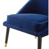 Wood and Velvet Accent Chair with Upholstered Seat and Back, Mid-Century Modern Splayed Legs, Brass-Colored Tips, Welted Cushion - 2 of 2