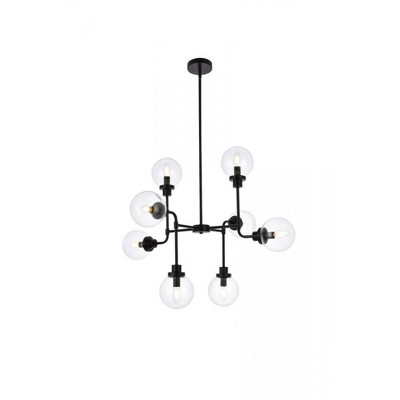 Elegant Lighting Hanson 8 lights pendant in black with clear shade