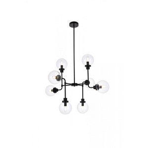 Elegant Lighting Hanson 8 lights pendant in black with clear shade - 1 of 4