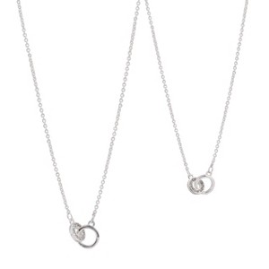 FAO Schwarz Silver Tone Interlocking Ring Mommy and Me Duo Necklace Set - 1 of 2
