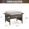 POCASSY Outdoor Ottomans Set of 2, All Wicker Rattan Patio Footrest Ottoman with Cushion - 4 of 4