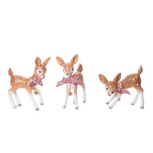 Transpac Resin Vintage Holiday Deer Figurine Set of 3 Christmas Home Decorations - 1 of 2