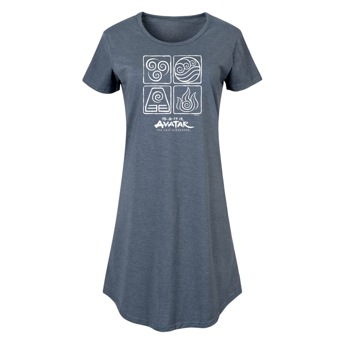 Women's - Avatar - The Last Airbender - Four Elements Inverse Graphic T-shirt Dress