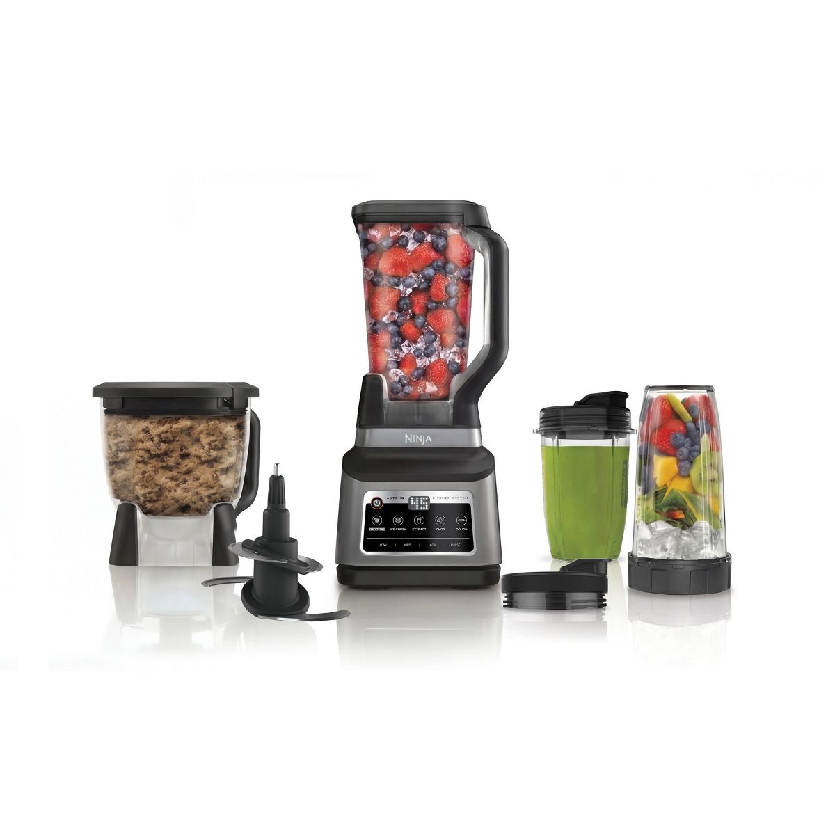 Ninja Professional Plus Kitchen Blender System and 8-Cup Food Processor with Auto-iQ Black BN803TGT: 72oz Smoothie Blender, 5 Speeds, Ice Crusher