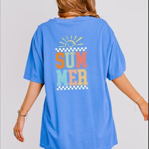 Simply Sage Market Summer Vibes Sun Colorful Front and Back Design Garment Dyed Tee - 1 of 4