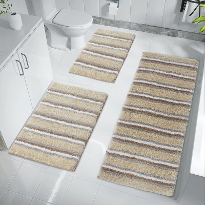 Home Weavers Glamour Collection 100% Polyester Microfiber Bathroom Rug, Non Slip Bath Mat Water Absorbent Soft Microfiber Shaggy Mat Machine Washable