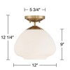Possini Euro Design Orilla Modern Ceiling Light Semi Flush Mount Fixture 12" Wide Warm Brass Opal Glass for Bedroom Kitchen Living Room Hallway House - 4 of 4