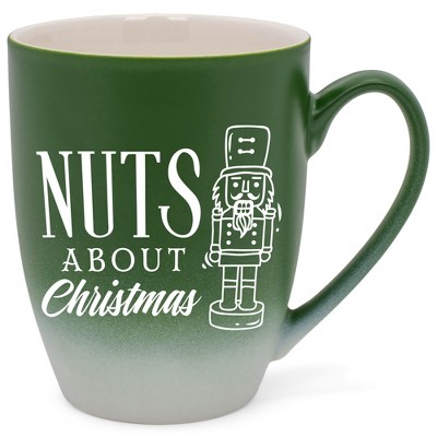 Elanze Designs Nuts About Christmas Two Toned Ombre Matte Green and White 12 ounce Ceramic Stoneware Coffee Cup Mug