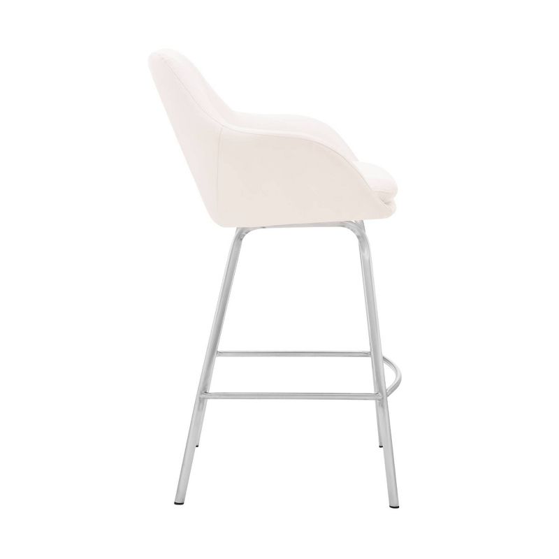 30&#34; Aura Swivel Counter Height Barstool with White Faux Leather Brushed Stainless Steel - Armen Living, 4 of 12