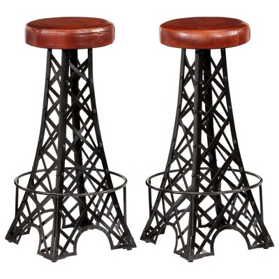 vidaXL Bar Stool Set of 2 Brown and Black