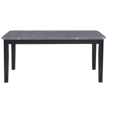 HomeRoots 66" Dark Gray Faux Marble and Wood Dining Table
