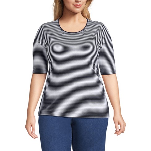 Lands' End Women's Lightweight Jersey Skimming Elbow Sleeve Crew Neck T-shirt - image 1 of 2