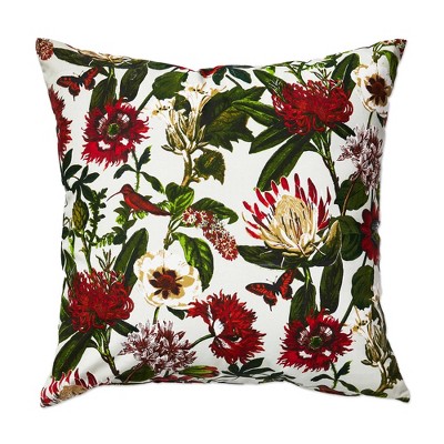 tag In The Garden Botanical Pillow Leaf Print Cotton Machine Wash Throw Pillow Square 20x20 inch