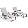 Crestlive Products 3PC Outdoor Aluminum Adjustable Folding Chaise Lounge Chairs and Foldable Side Table Set - 2 of 4