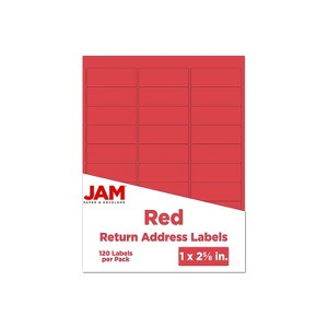 JAM Paper Laser/Inkjet Mailing Address Labels 1" x 2 5/8" Red 4514939 - 1 of 4