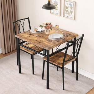 GOCAPTAIN Farmhouse Wooden Dining Table Set for 2, Square Kitchen Table with 2 Chairs, 3 Piece Small Table and Chairs Set for Apartments, Studios - 1 of 4