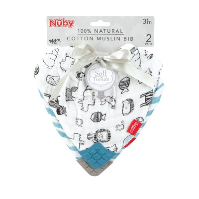 Nuby 2pk Teether Muslin Bandana Bib Target