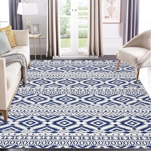 Washable Boho Vintage Area Rug, Low Pile Foldable Non-Slip Non-Shedding Indoor Floor Carpet for Bedroom Home Office - 1 of 4