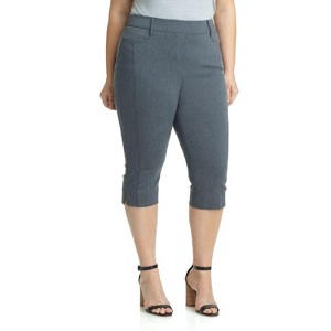 Rekucci Women's Plus Size Pull-On Mid-Rise Capri Pants with Tummy Control - 1 of 4