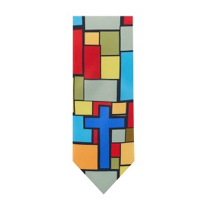 Jacob Alexander Men's Holy Cross Abstract Extra-Long Necktie - Green/Red/Blue/Yellow - 1 of 4