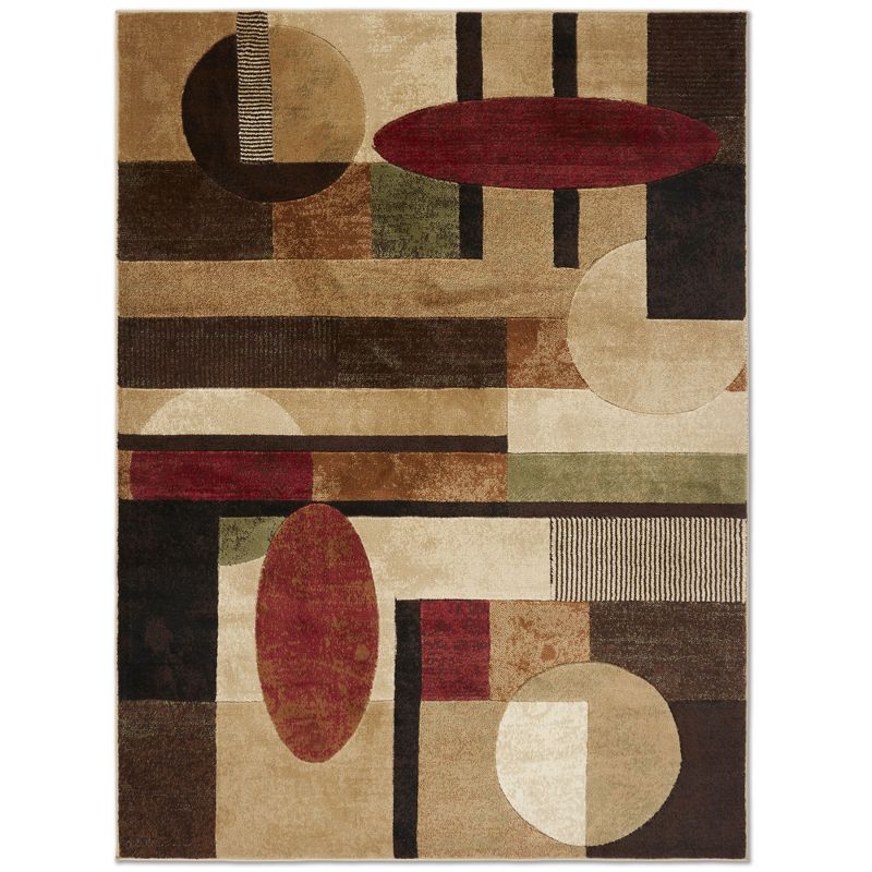 Home Dynamix Jasmine Contemporary Geometric Area Rug, Brown/Red, 39"x55", 1 of 3