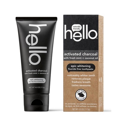 Hello Activated Charcoal Whitening Fluoride Free Toothpate Sls Free And Vegan 4oz Target