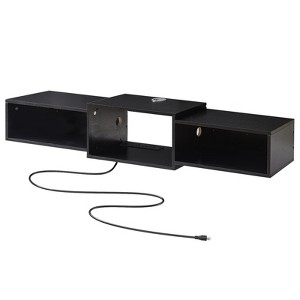 Itopfox Floating TV Stand Wall Mounted with Power Outlet, Modern Wood Media Console Shelf, Floating Entertainment Center for Under TV Storage, Black - 1 of 4