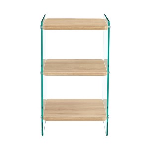 TiramisuBest Three layer bedside cabinet.The board is made of MDF with wooden stickers, with transparent tempered glass on both side.The des - 1 of 4